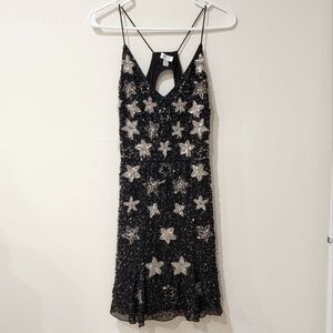 Sequin Beaded Topshop Star Black Mini Dress US Size 6 Formal Prom Homecoming